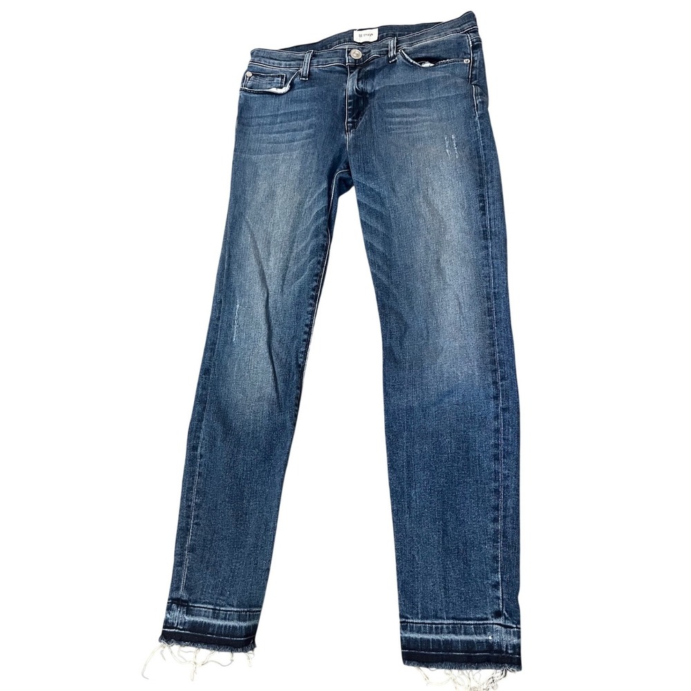 HUDSON Nico Skinny Jeans Wmns 27 Med Wash Released Raw Hem Blue Denim Distressed